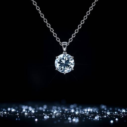Collana di diamanti scintillante su uno sfondo scuro e lussuoso, con riflessi che ne esaltano la brillantezza e la preziosit&agrave;.