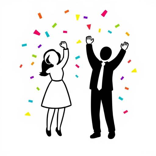 Icona stilizzata di persone che festeggiano con coriandoli